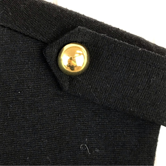 Banana Republic Black Sheath Dress, Ponte Knit with Gold Buttons, SZ 4 - Picture 5 of 9